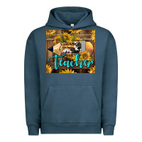 Pigment Midnight Navy Western Teacher Pencil With Sunflowers Urban Hoodie - LillyAllenDesigns
