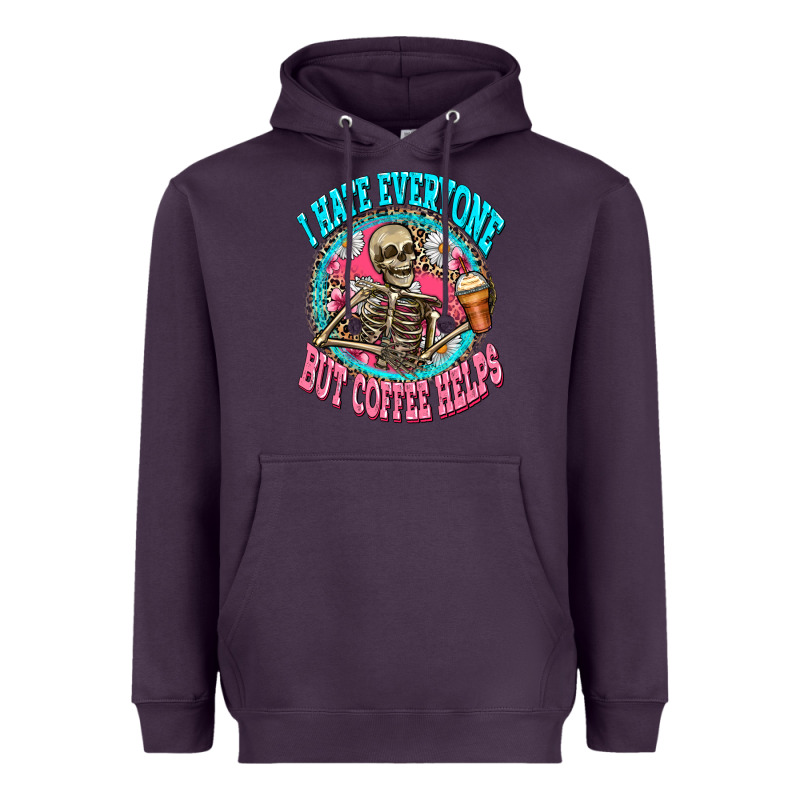 I Hate Everyone But Coffee Helps Heavyweight Hoodie by Zillion Design Studio | Teevron