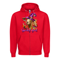 Red Spooky Goat Zipper Hoodie - RanaPortraitStore