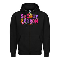 Black Spooky season Halloween Zipper Hoodie - RanaPortraitStore