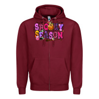 Burgundy Spooky season Halloween Zipper Hoodie - RanaPortraitStore