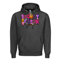 Charcoal Heather Spooky season Halloween Zipper Hoodie - RanaPortraitStore