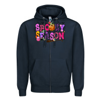 Navy Spooky season Halloween Zipper Hoodie - RanaPortraitStore