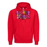 Red Spooky season Halloween Zipper Hoodie - RanaPortraitStore