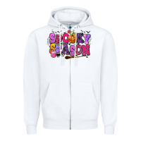 White Spooky season Halloween Zipper Hoodie - RanaPortraitStore