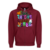Burgundy Thick thighs spooky vibes Zipper Hoodie - RanaPortraitStore