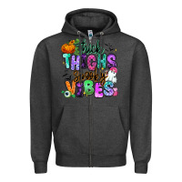 Charcoal Heather Thick thighs spooky vibes Zipper Hoodie - RanaPortraitStore