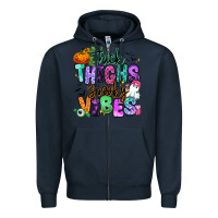 Navy Thick thighs spooky vibes Zipper Hoodie - RanaPortraitStore