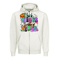 Oatmeal Heather Thick thighs spooky vibes Zipper Hoodie - RanaPortraitStore