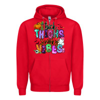 Red Thick thighs spooky vibes Zipper Hoodie - RanaPortraitStore