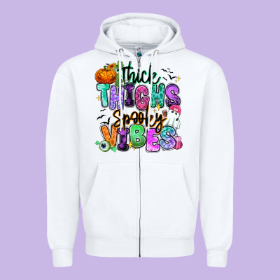 Zipper Hoodie Thick thighs spooky vibes