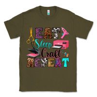 Army Green eat sleep craft repeat Classic Tee - RanaPortraitStore
