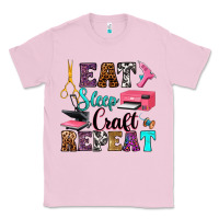 Bubblegum Pink eat sleep craft repeat Classic Tee - RanaPortraitStore