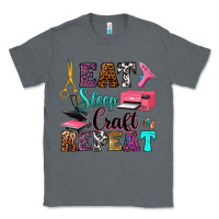 Charcoal Heather eat sleep craft repeat Classic Tee - RanaPortraitStore