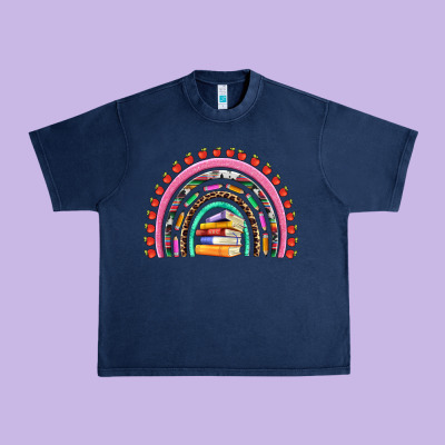 Teacher Pen Apple Books Rainbow Urban Heavy Tee Designed By Artiststas
