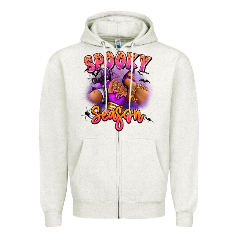 Spooky Season Sneaker And Heel Afro Woman Zipper Hoodie by RanaPortraitStore | Teevron