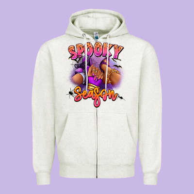 Zipper Hoodie Spooky season sneaker and heel afro woman