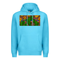 Ocean Blue sunflowers and cactus license plate Premium Hoodie - Artiststas