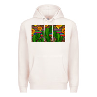 Pale Pink sunflowers and cactus license plate Premium Hoodie - Artiststas