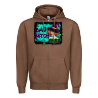 Chestnut Halloween Bad Witch Vibes Watercolor Zipper Hoodie - RanaPortraitStore