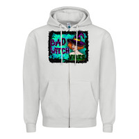 Dove Grey Halloween Bad Witch Vibes Watercolor Zipper Hoodie - RanaPortraitStore