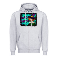 Halloween Bad Witch Vibes Watercolor Zipper Hoodie | Teevron