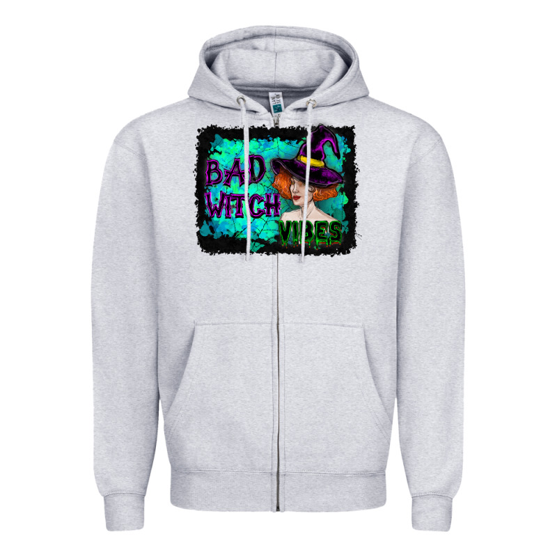 Halloween Bad Witch Vibes Watercolor Zipper Hoodie by RanaPortraitStore | Teevron