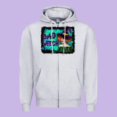 Zipper Hoodie Halloween Bad Witch Vibes Watercolor