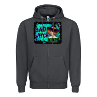 Smoke Halloween Bad Witch Vibes Watercolor Zipper Hoodie - RanaPortraitStore