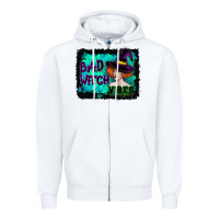 White Halloween Bad Witch Vibes Watercolor Zipper Hoodie - RanaPortraitStore