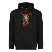 Black merry christmas longhorn cow Heavyweight Hoodie - RanaPortraitStore