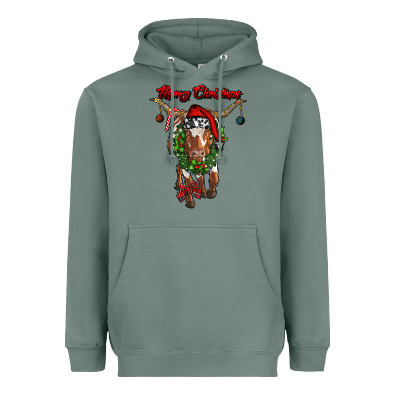 Merry Christmas Longhorn Cow Heavyweight Hoodie by RanaPortraitStore | Teevron