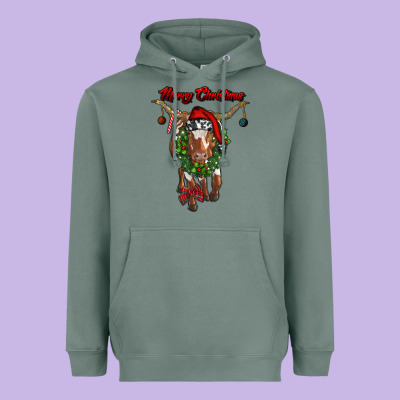 Merry Christmas Longhorn Cow Heavyweight Hoodie Designed By Ranaportraitstore