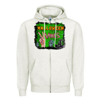 Oatmeal Heather Watercolor Halloween Vibes Zipper Hoodie - RanaPortraitStore