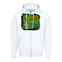 White Watercolor Halloween Vibes Zipper Hoodie - RanaPortraitStore