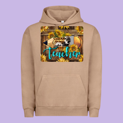 Western Teacher Pencil With Sunflowers Urban Hoodie Designed By Lillyallendesigns