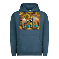 Pigment Midnight Navy Western Teacher Pencil With Sunflowers Urban Hoodie - LillyAllenDesigns