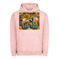 Pigment Salmon Western Teacher Pencil With Sunflowers Urban Hoodie - LillyAllenDesigns
