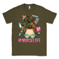 Army Green messy bun nurse life Classic Tee - RanaPortraitStore