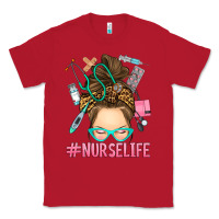 Red messy bun nurse life Classic Tee - RanaPortraitStore