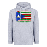 Heather Grey Mexico and Puerto Rico Flag Heavyweight Hoodie - texasbilliewilder