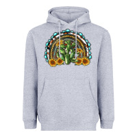 Heather Grey western rainbow with cactus Heavyweight Hoodie - RanaPortraitStore