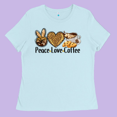 Peace Love Coffee Ladies Tee Designed By Barkaloodesign