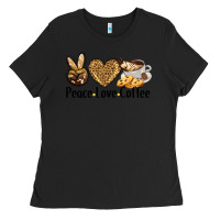 Black peace love coffee Ladies Tee - BarkalooDesign