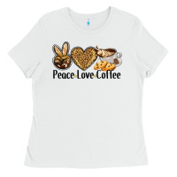 White peace love coffee Ladies Tee - BarkalooDesign
