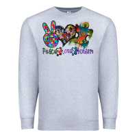 Heather Grey peace love autism Premium Sweatshirt - SublimationCraftShop