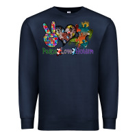Navy peace love autism Premium Sweatshirt - SublimationCraftShop