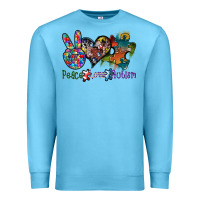 Ocean Blue peace love autism Premium Sweatshirt - SublimationCraftShop
