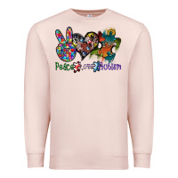 Pale Pink peace love autism Premium Sweatshirt - SublimationCraftShop