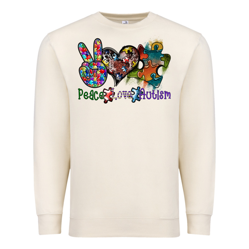 Peace Love Autism Premium Sweatshirt by SublimationCraftShop | Teevron